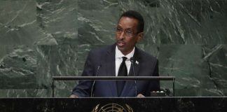 Somalia's foreign minister is telling the U.N. General Assembly that his young government has made significant strides in fighting violent al-Shabab militants, and called on the world body to lift its long-standing arms embargo.