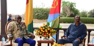 President Alpha Conde was awarded warm welcome by President Isaias Afwerki and other senior government officials.