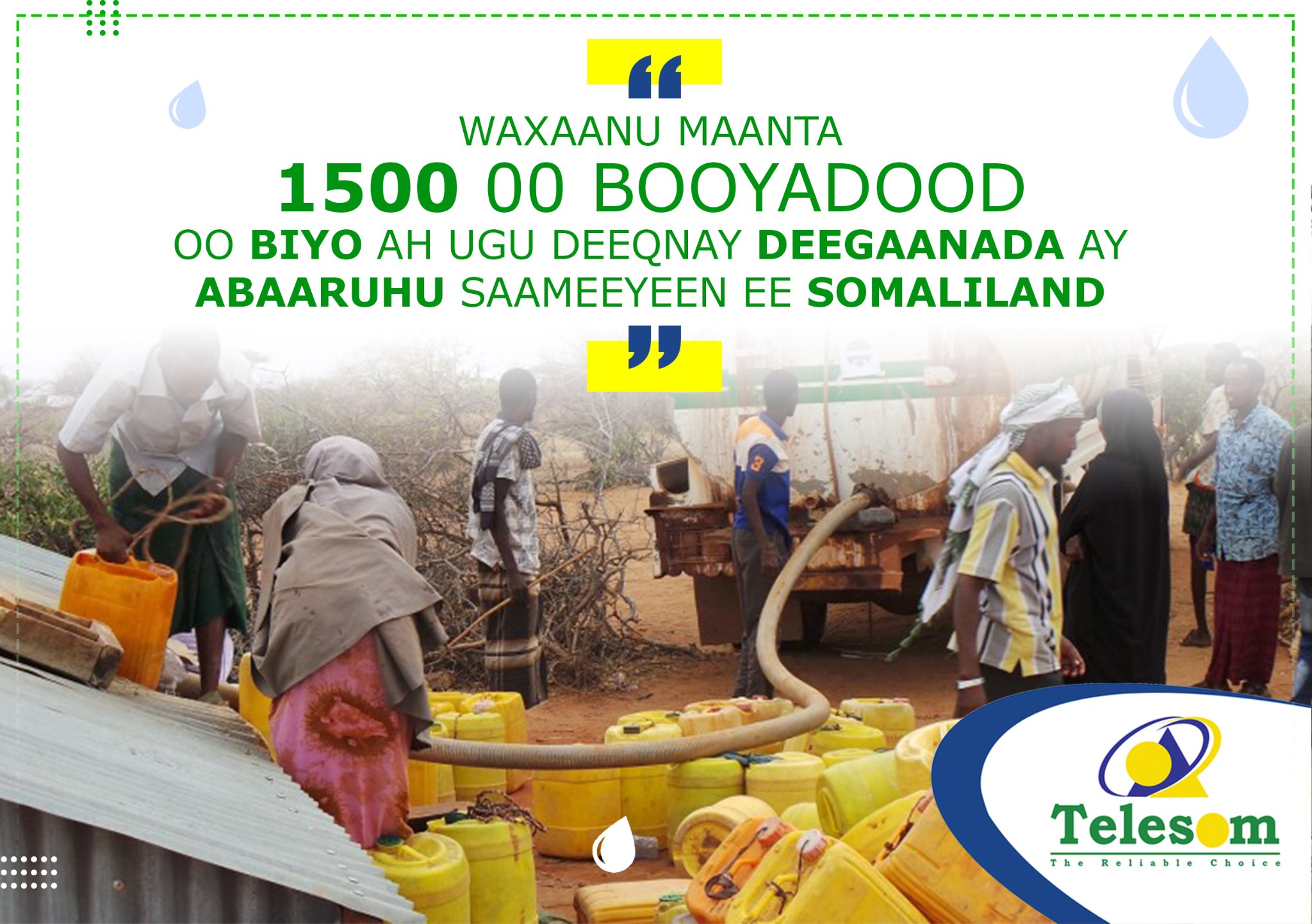 Telesom donates 1,500 water tankers to drought-affected areas in Somaliland
